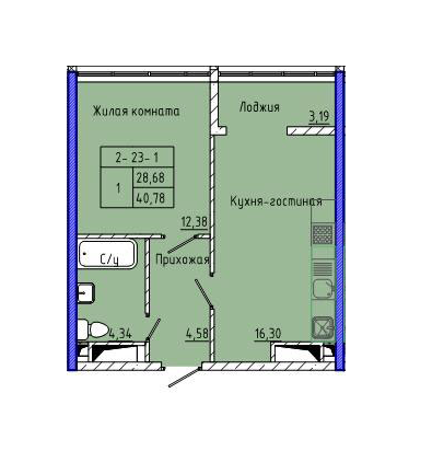 1-кімнатна 40.78 м² в ЖК Сорок п'ята перлина від 27 750 грн/м², Одеса