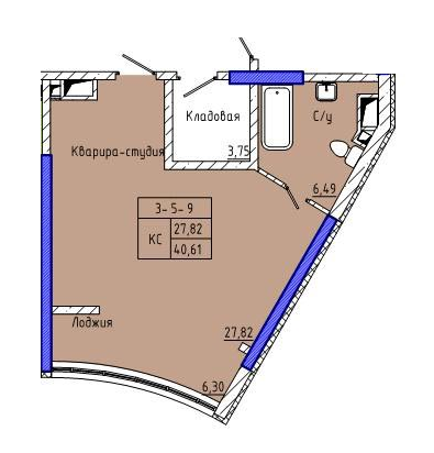 Студія 40.61 м² в ЖК Сорок п'ята перлина від 27 750 грн/м², Одеса