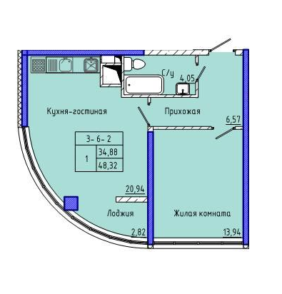 1-кімнатна 48.32 м² в ЖК Сорок п'ята перлина від 27 750 грн/м², Одеса