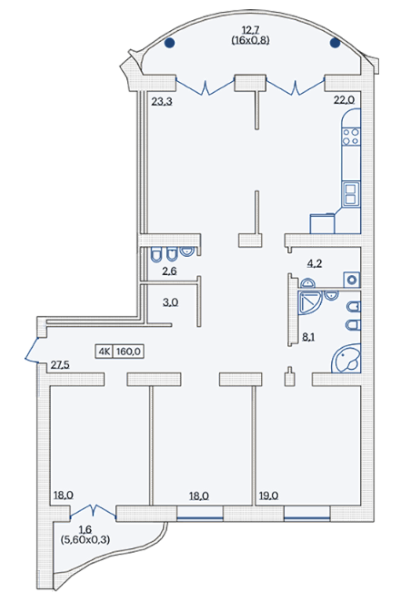 4-кімнатна 160 м² в ЖК на Французькому бульварі, 29 від 53 100 грн/м², Одеса