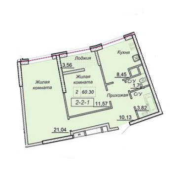 2-комнатная 60.4 м² в ЖК Сорок третья жемчужина от 27 650 грн/м², Одесса