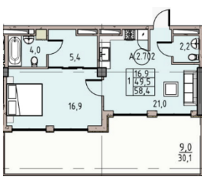 1-кімнатна 58.4 м² в ЖК Простір на Донського від 22 400 грн/м², Одеса