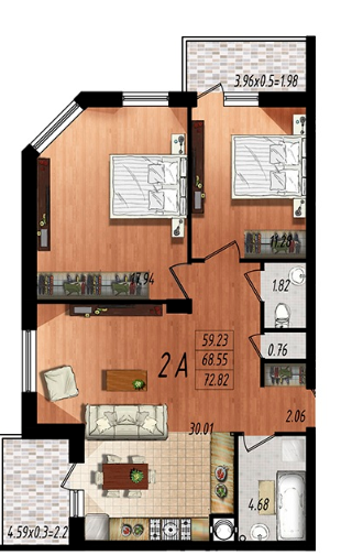 2-кімнатна 72.82 м² в ЖК Маршал-Сіті від 14 150 грн/м², Одеса