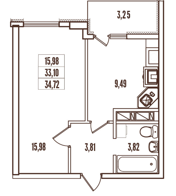1-кімнатна 34.72 м² в ЖК Континент від 28 400 грн/м², Одеса