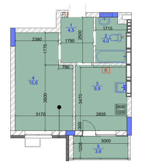 1-комнатная 37.6 м² в ЖК Садочок от застройщика, с. Новоселки