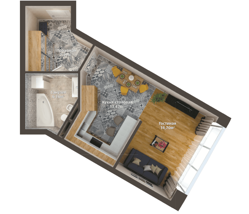 1-кімнатна 43.22 м² в ЖК Bartolomeo Resort Town від 36 450 грн/м², Дніпро
