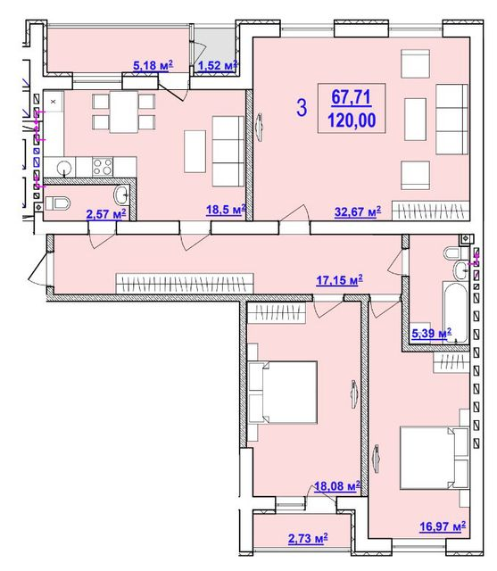 3-комнатная 120 м² в ЖК Дом на Сумской от 43 100 грн/м², Харьков