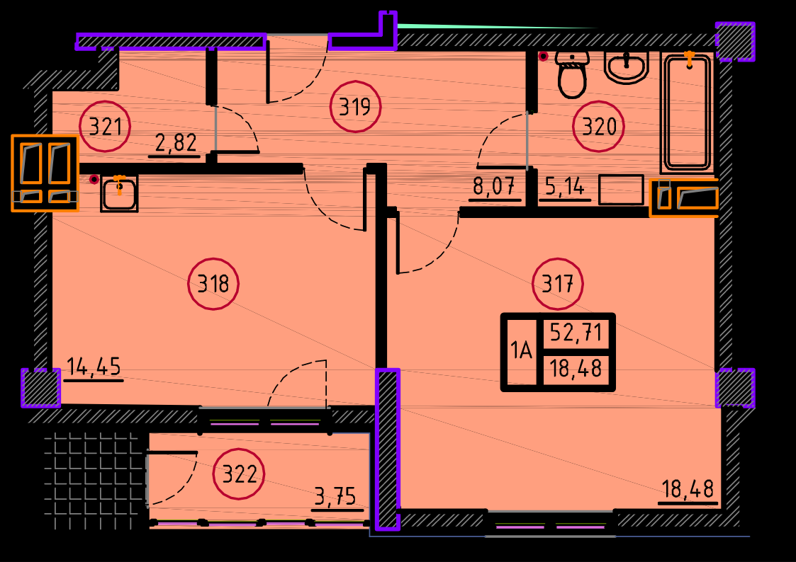 1-комнатная 52.11 м² в ЖК Дипломат от застройщика, Киев