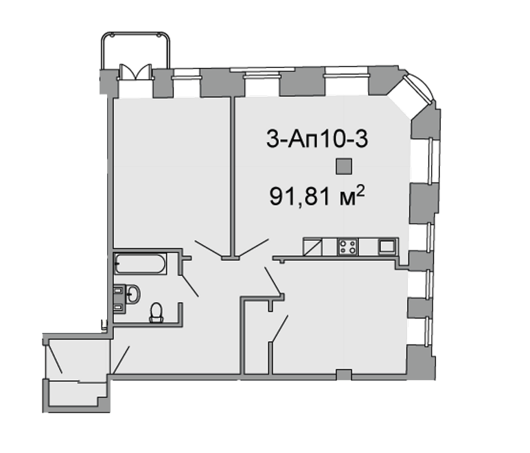 3-кімнатна 91.81 м² в ЖК Троїцький від 38 750 грн/м², Дніпро