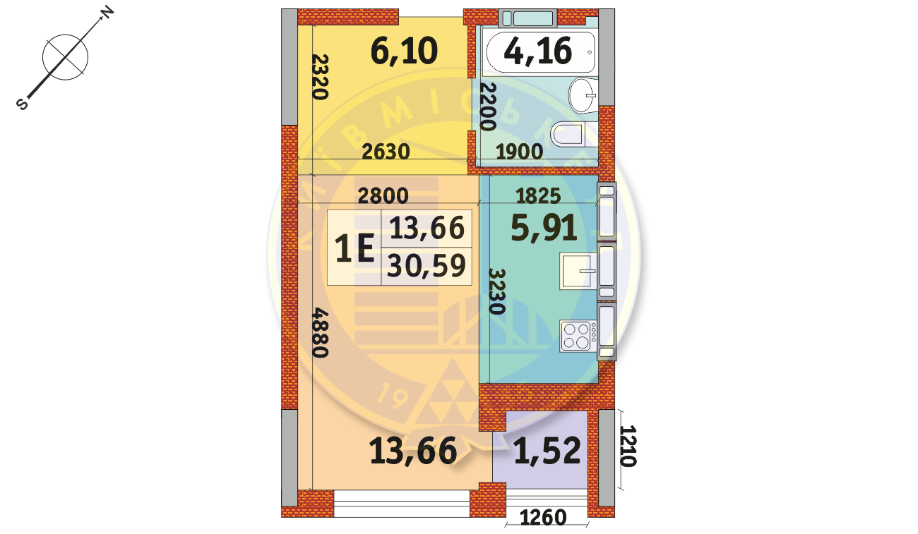 1-кімнатна 30.59 м² в Апарт-комплекс у Пущі-Водиці від 23 040 грн/м², Київ