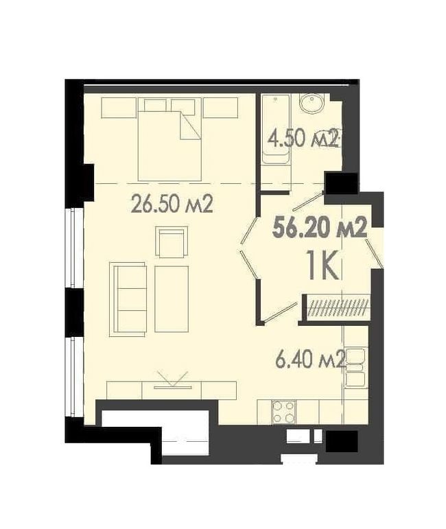 1-комнатная 56.2 м² в ЖК Дельмар Люкс от застройщика, Днепр