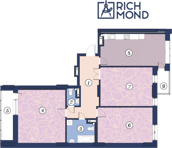 3-кімнатна 123.4 м² в ЖК Richmond від 56 800 грн/м², Київ