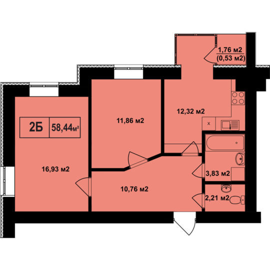2-кімнатна 58.44 м² в ЖК Покровський від 22 350 грн/м², смт Гостомель