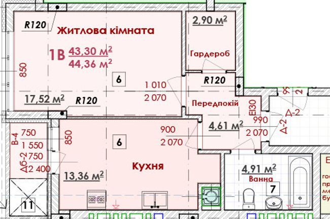 1-кімнатна 44.36 м² в ЖК ЖК Соняшник від 16 800 грн/м², Львів