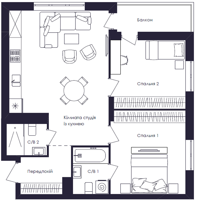 2-кімнатна 68.27 м² в ЖК Avalon Up від 23 900 грн/м², Львів