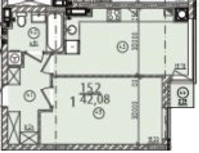 1-кімнатна 42.08 м² в ЖК Континент від 18 000 грн/м², с. Сокільники