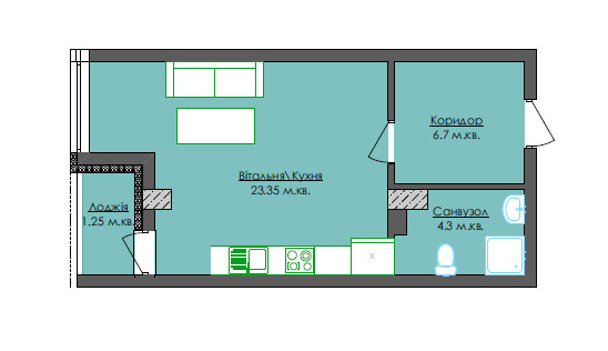 1-комнатная 35.6 м² в ЖК Park Tower от 33 600 грн/м², Львов