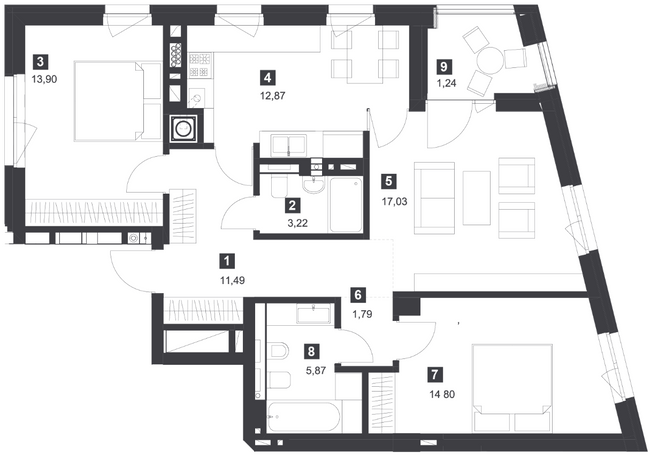 3-кімнатна 82.21 м² в ЖК Silver Flow від 41 950 грн/м², Львів