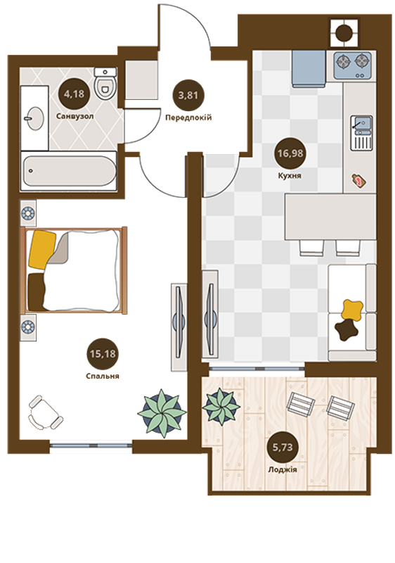 1-комнатная 43.02 м² в ЖК Villa Magnolia Spring от 24 350 грн/м², Львов