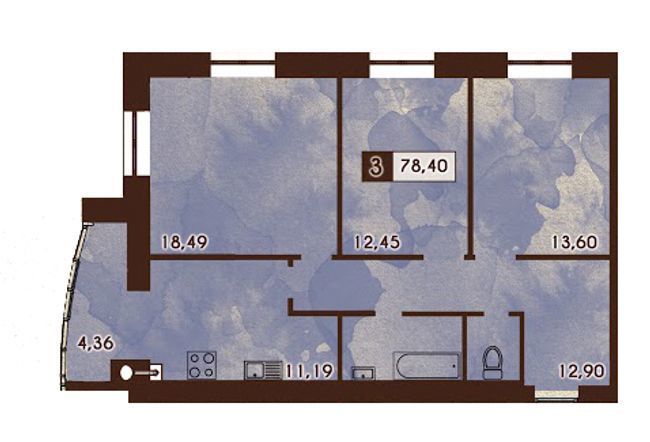 3-кімнатна 78.4 м² в ЖК Галицький Лев від 13 450 грн/м², Львів