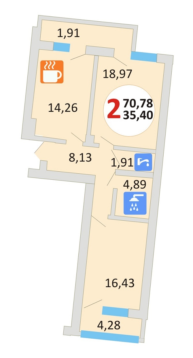 2-кімнатна 70.78 м² в ЖК Еко-дім на Стрийській від забудовника, Львів