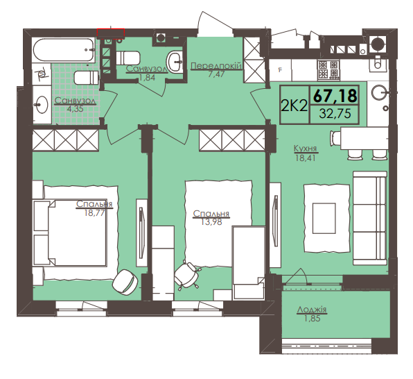 2-комнатная 58.55 м² в ЖК Леополь Таун от 17 000 грн/м², Львов