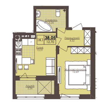1-кімнатна 38.05 м² в ЖК Леополь Таун від 17 500 грн/м², Львів