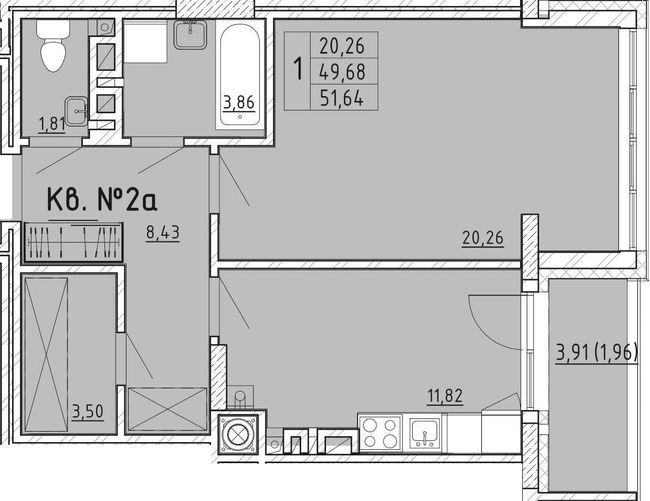 1-кімнатна 51.64 м² в ЖК на вул. Виговського, 29 від 31 050 грн/м², Львів