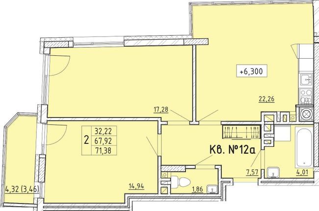 2-кімнатна 71.38 м² в ЖК на вул. Виговського, 29 від 18 000 грн/м², Львів
