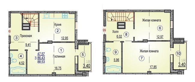 3-кімнатна 88.53 м² в ЖК Одеський від 14 100 грн/м², Харків