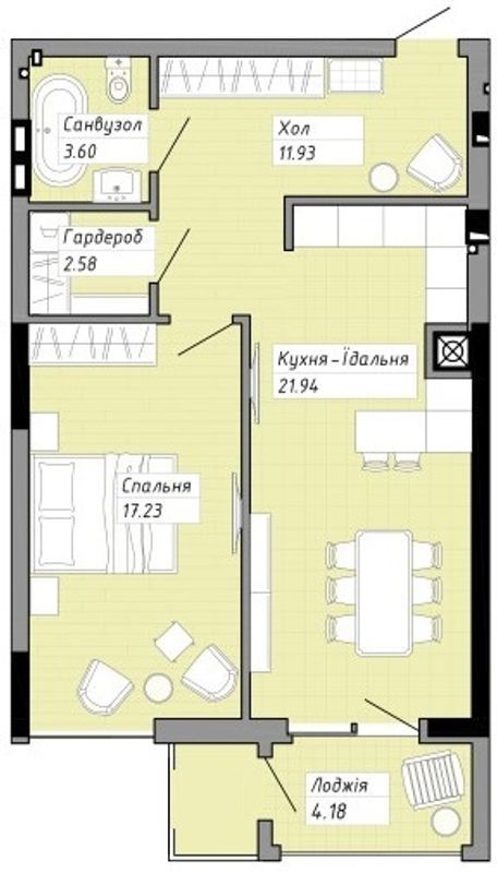 1-кімнатна 62.06 м² в ЖК на вул. Героїв УПА, 73 від 20 000 грн/м², Львів