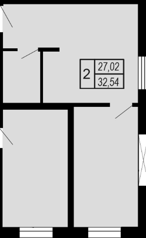 2-кімнатна 32.54 м² в ЖК Парковий квартал від 9 450 грн/м², Харків