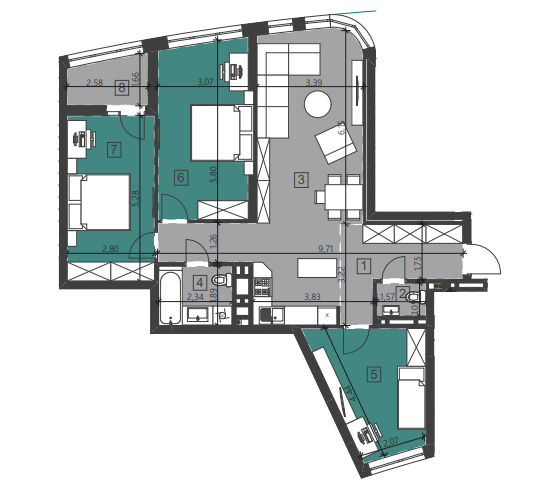 3-кімнатна 93.94 м² в ЖК Парус City від 21 900 грн/м², Львів
