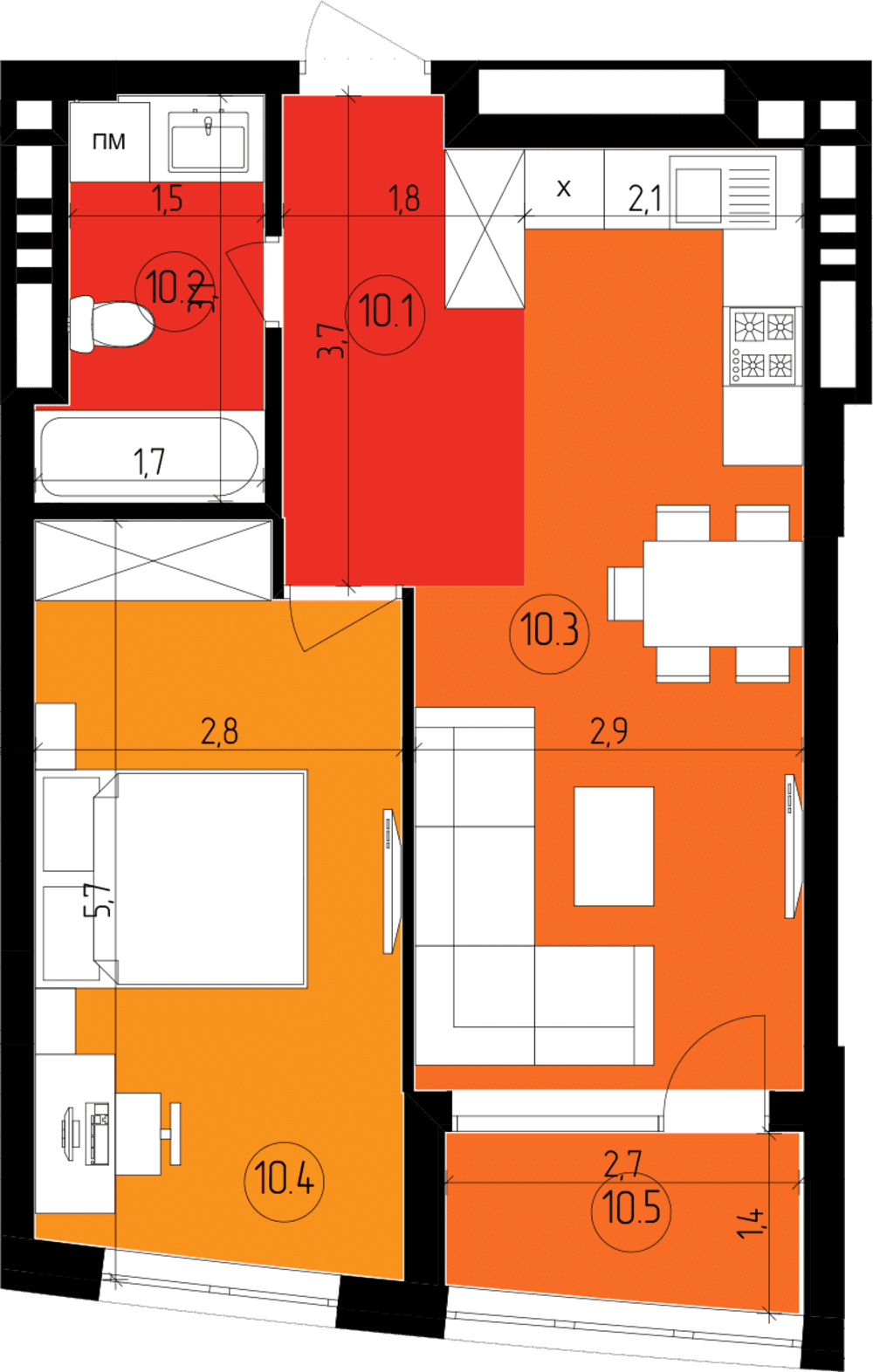 1-кімнатна 47.24 м² в ЖК Парус Smart від забудовника, Львів
