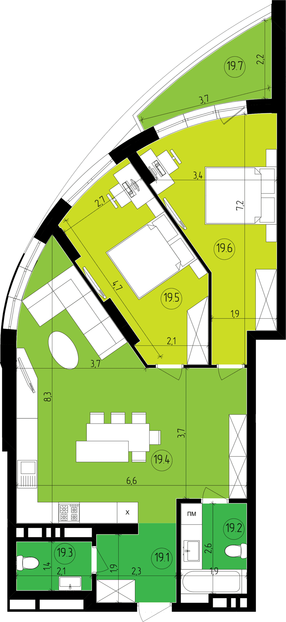 2-кімнатна 82.01 м² в ЖК Парус Smart від 20 000 грн/м², Львів