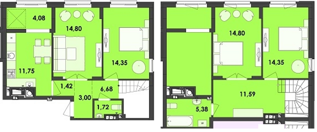 Двухуровневая 103.92 м² в ЖК Семицвет от 25 950 грн/м², Львов