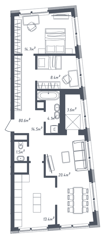 3-кімнатна 80.6 м² в ЖК Там Там від 18 000 грн/м², Львів