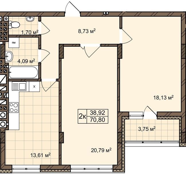 2-комнатная 70.8 м² в ЖК ул. Пасечная, 25А от 26 850 грн/м², Львов