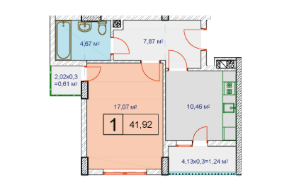 1-комнатная 41.92 м² в ЖК на ул. Расточье, 122 от застройщика, Львов