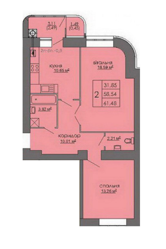 2-кімнатна 61.48 м² в ЖК на Стрийській від 14 000 грн/м², Львів
