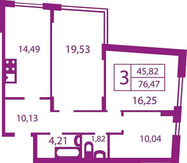 3-комнатная 76.47 м² в ЖК Счастливый от 18 000 грн/м², Львов