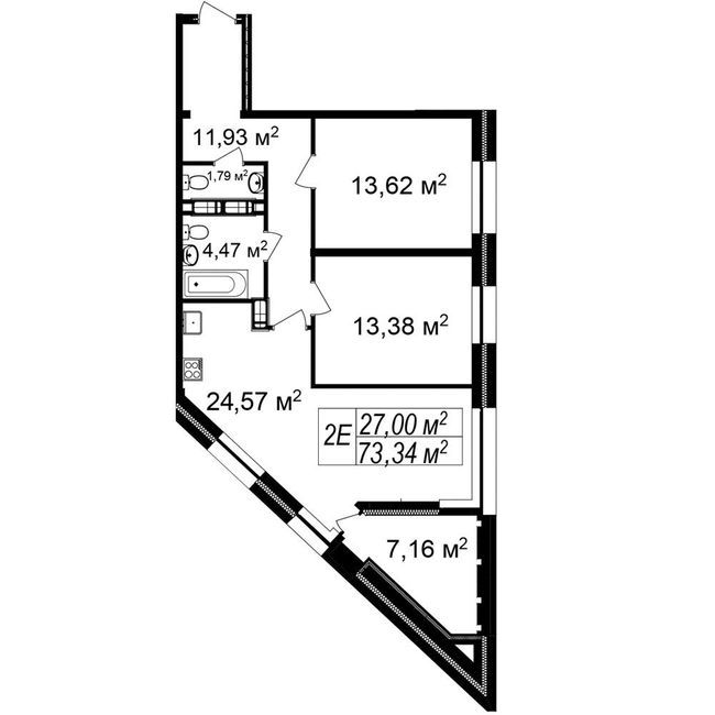 2-комнатная 73.34 м² в ЖК Счастливый Platinum от 31 000 грн/м², Львов