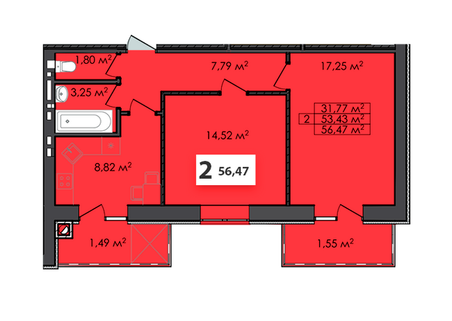 2-комнатная 56.47 м² в ЖК Соседи от 18 000 грн/м², г. Винники