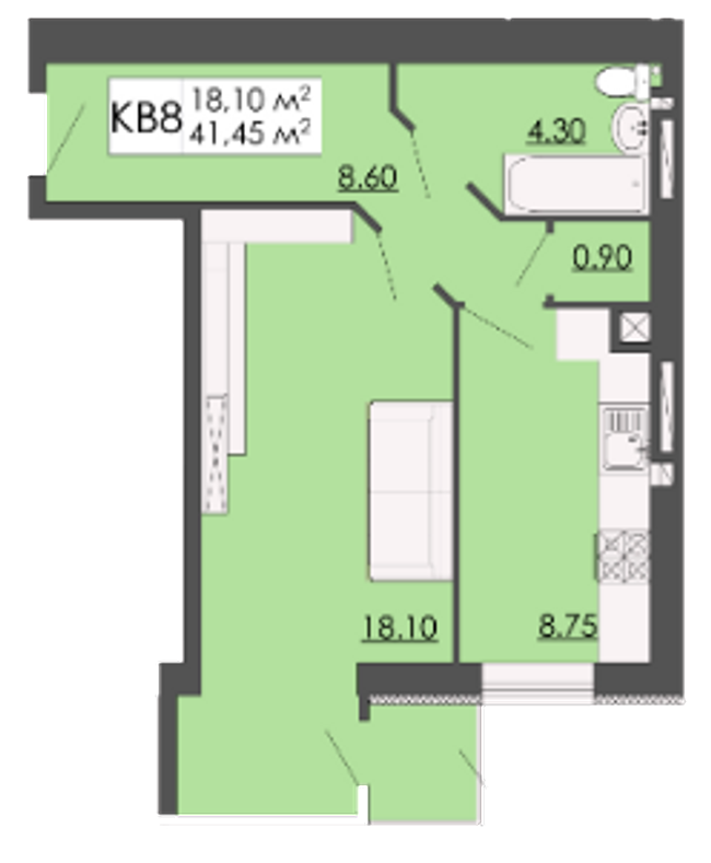 1-комнатная 41.45 м² в ЖК Родинна казка от 12 000 грн/м², пгт Запытов