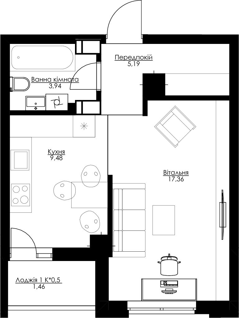 1-кімнатна 37.43 м² в ЖК San Francisco Creative House від забудовника, Київ