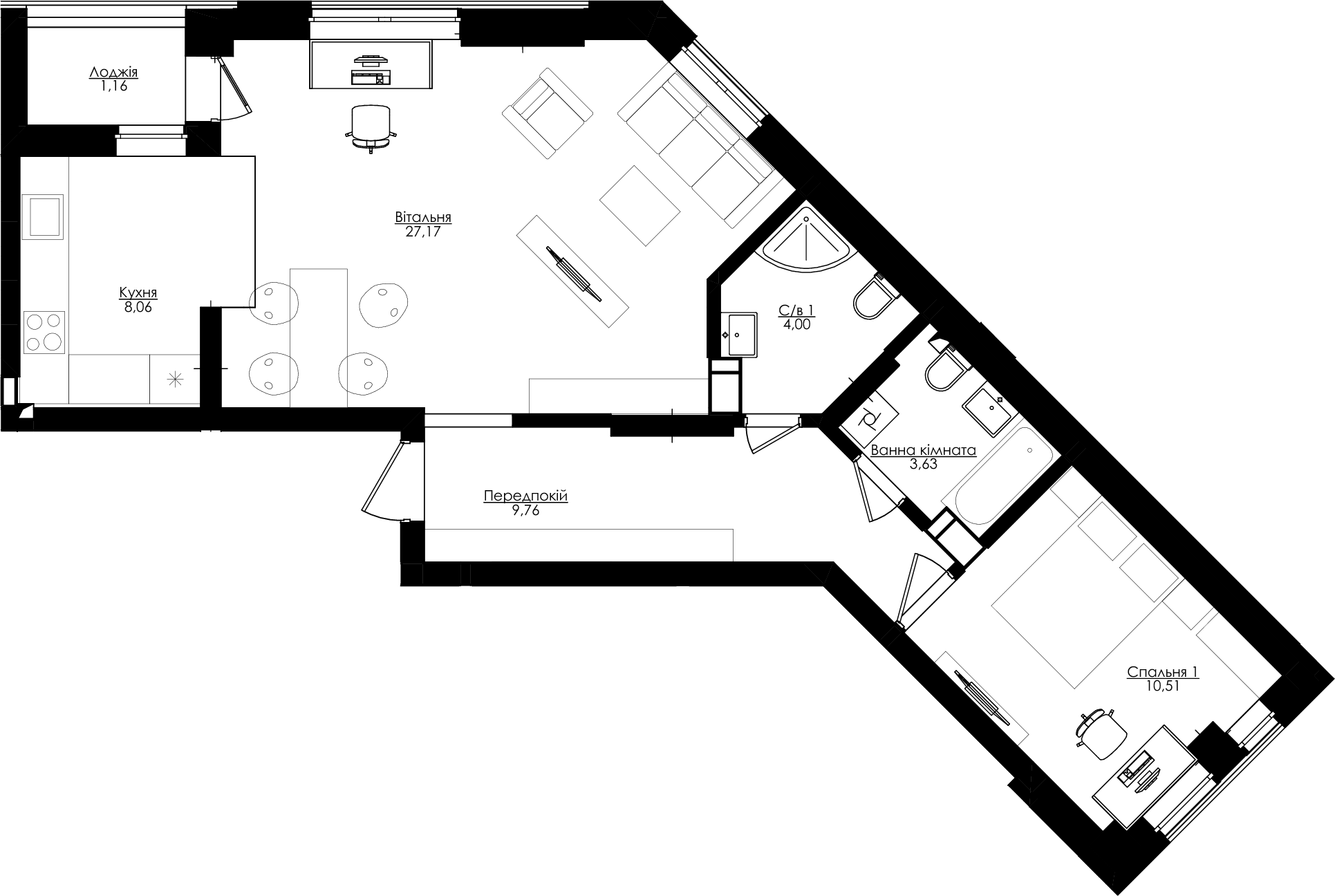 2-кімнатна 64.29 м² в ЖК San Francisco Creative House від 34 950 грн/м², Київ