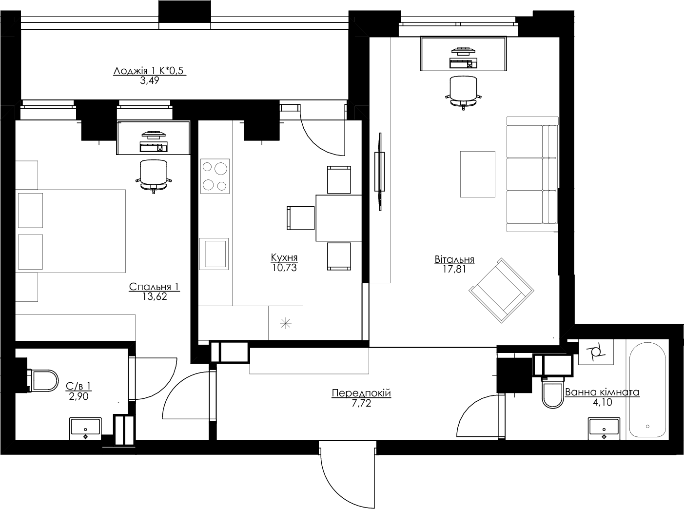 2-кімнатна 60.37 м² в ЖК San Francisco Creative House від 33 075 грн/м², Київ