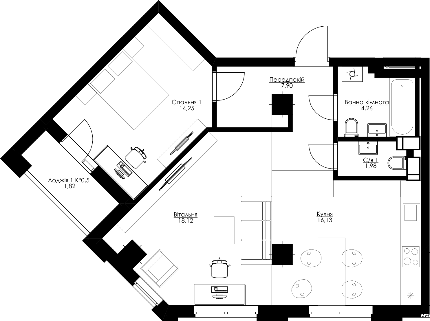 2-кімнатна 64.46 м² в ЖК San Francisco Creative House від 33 075 грн/м², Київ