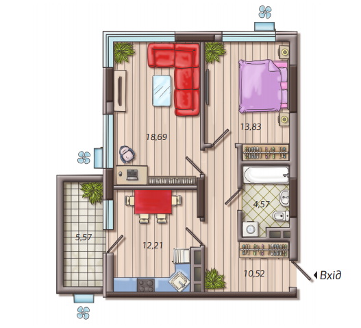 2-кімнатна 61.49 м² в ЖК Французький квартал 2 від 55 000 грн/м², Київ
