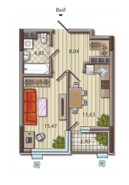 1-кімнатна 41.81 м² в ЖК Французький квартал 2 від 56 300 грн/м², Київ